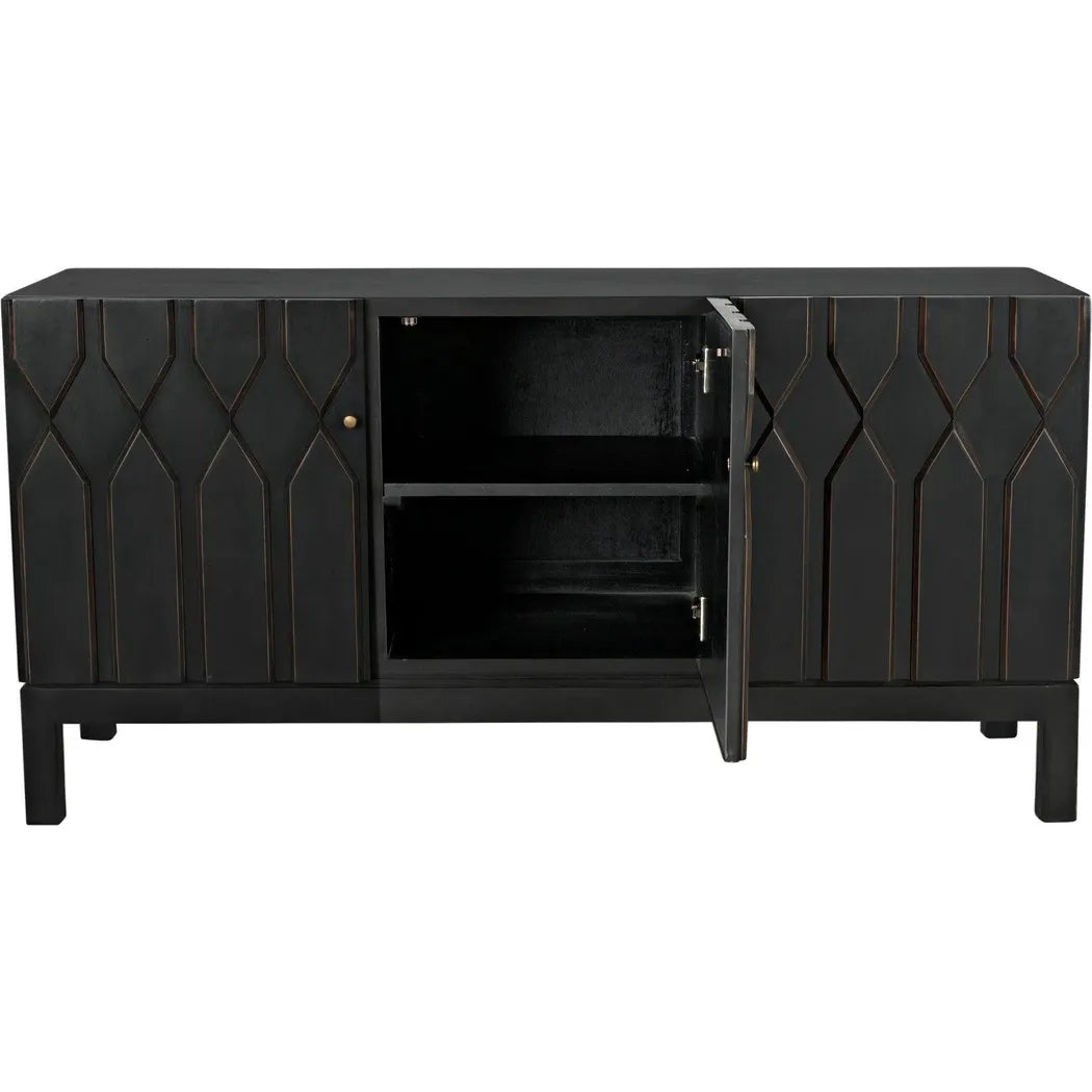 Noir Anubis Three Doors Black Sideboard