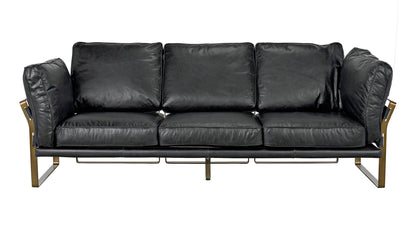 Apollo Three-Seater Black Leather Sofa-Sofas & Loveseats-Noir-Sideboards and Things