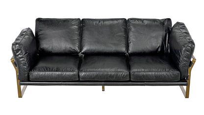 Apollo Three-Seater Black Leather Sofa-Sofas & Loveseats-Noir-Sideboards and Things