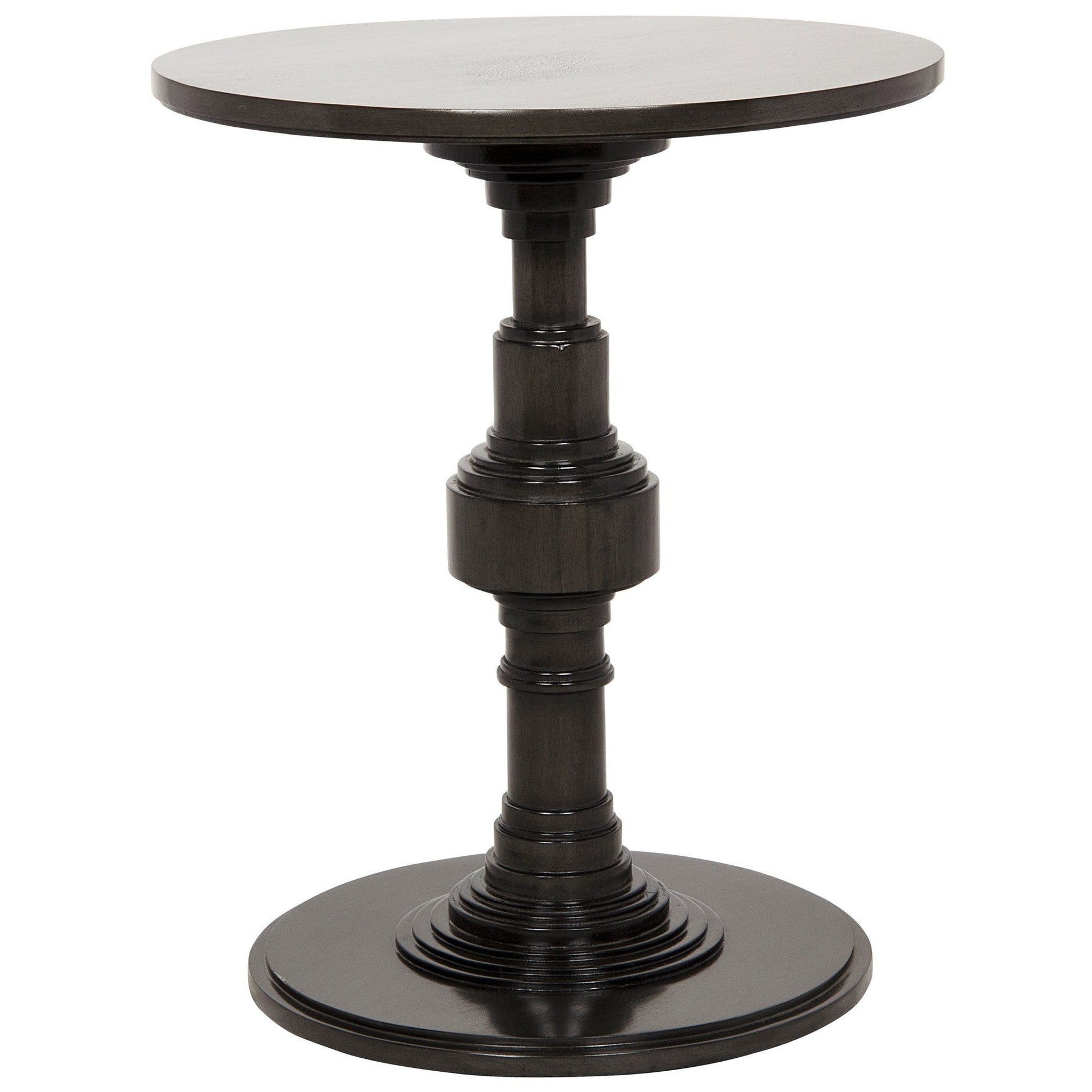 Apollo Wood Black Round Side Table-Side Tables-Noir-Sideboards and Things