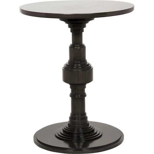 Noir Apollo Wood Black Round Side Table