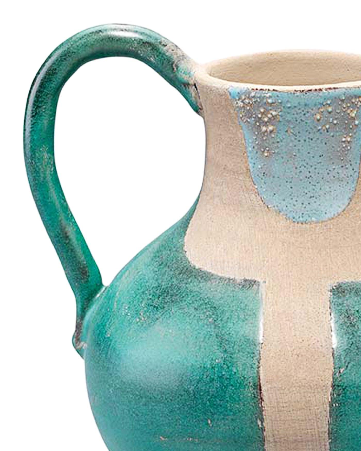 Aqua Ceramic Maye Two Handled Vessel Vases & Jars Sideboards and Things By Jamie Young