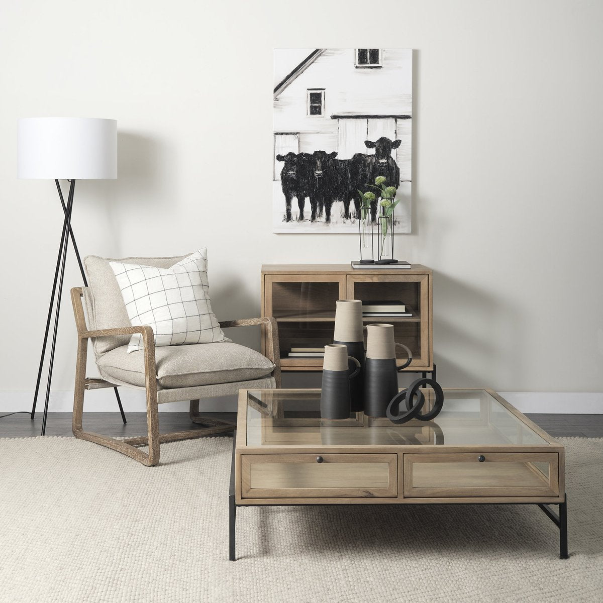 Mercana Arelius Glass-Top Square Coffee Table