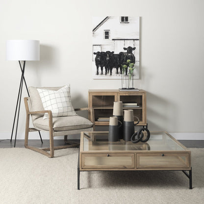 Mercana Arelius Glass-Top Square Coffee Table