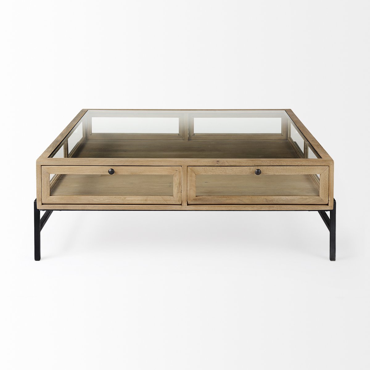 Mercana Arelius Glass-Top Square Coffee Table