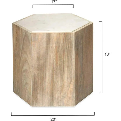 Argan Hexagon Washed Wood End Table