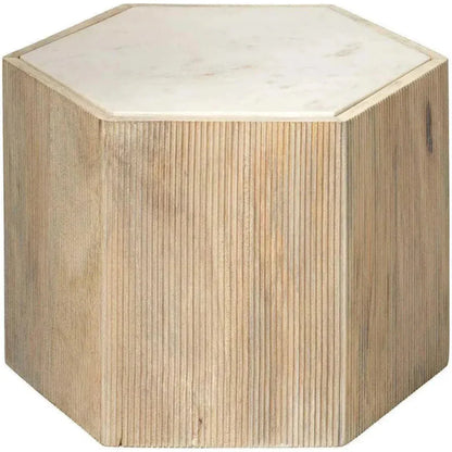 Argan Hexagon Washed Wood End Table