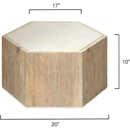 Argan Hexagon Washed Wood End Table