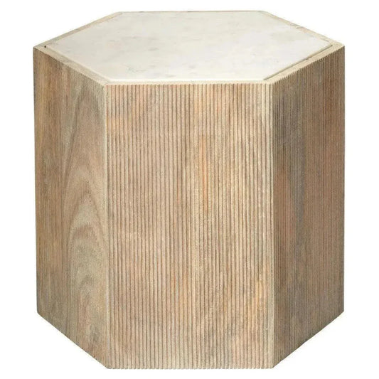 Jamie Young Argan Hexagon Washed Wood End Table