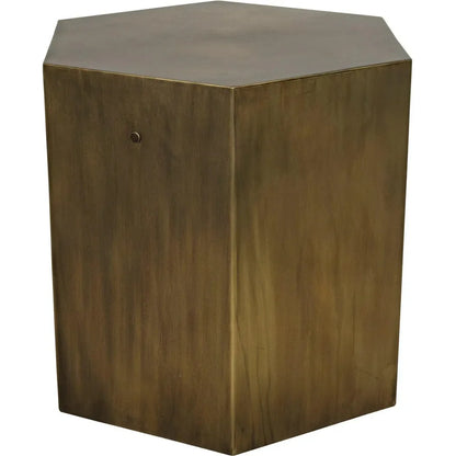 Aria Steel Geometric Side Table Aged Brass