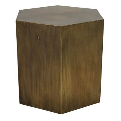 Aria Steel Geometric Side Table With Aged Brass Finish-Side Tables-Noir-Sideboards and Things