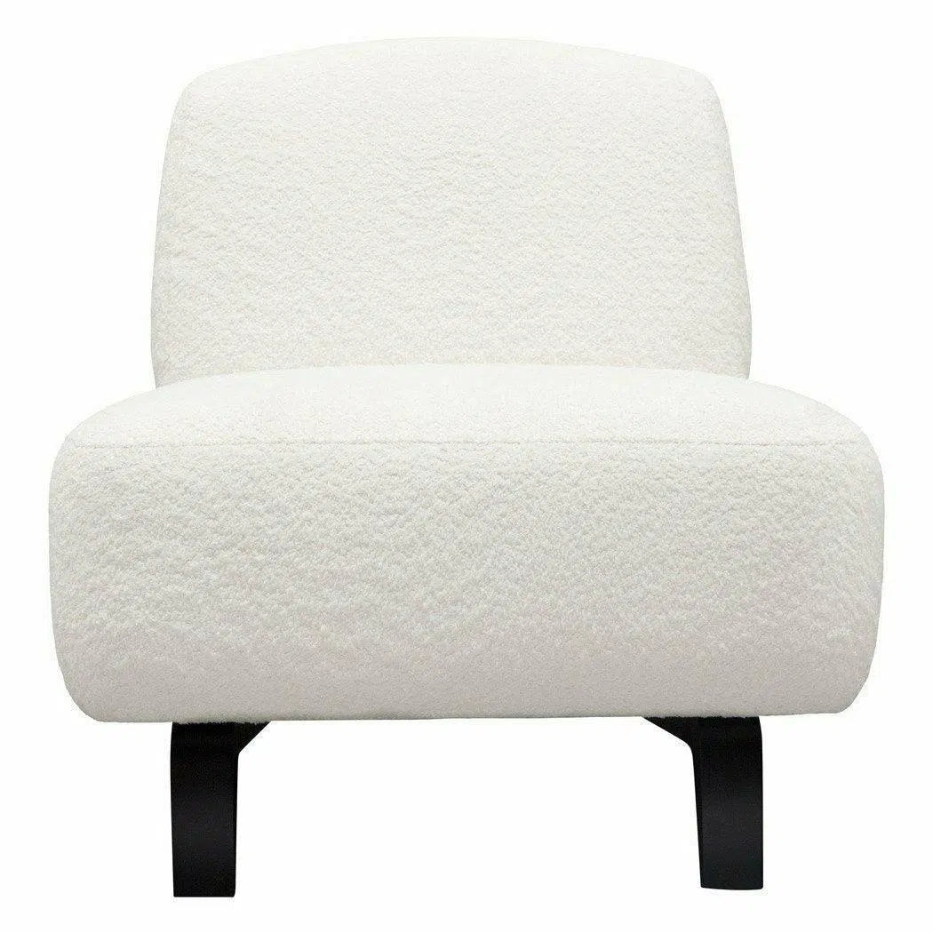 Diamond Sofa Armless Curved Back White Boucle Sherpa Slipper Chair
