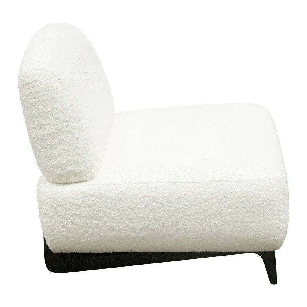 Diamond Sofa Armless Curved Back White Boucle Sherpa Slipper Chair