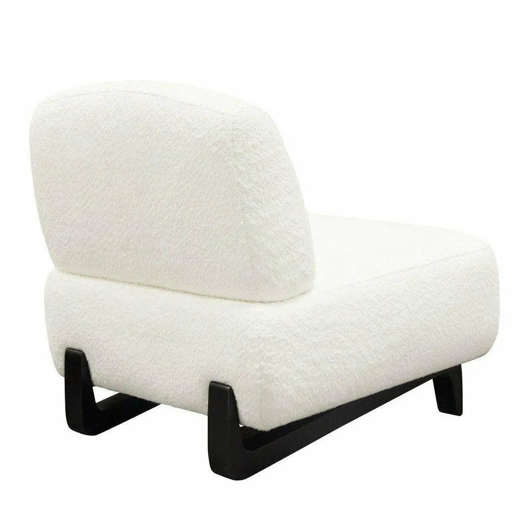 Diamond Sofa Armless Curved Back White Boucle Sherpa Slipper Chair