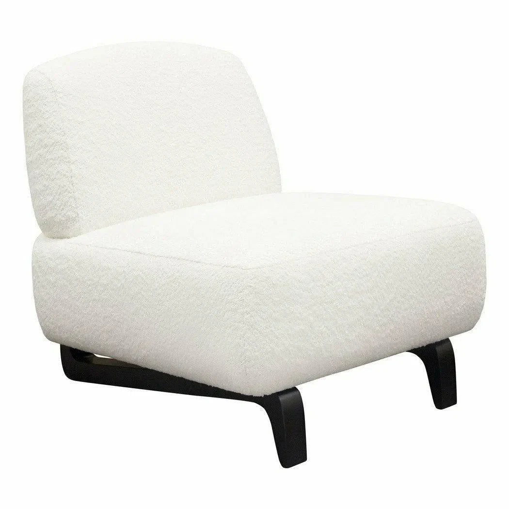 Diamond Sofa Armless Curved Back White Boucle Sherpa Slipper Chair