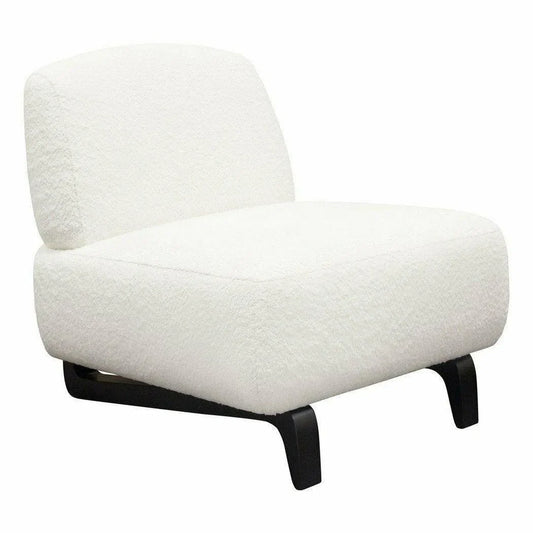 Diamond Sofa Armless Curved Back White Boucle Sherpa Slipper Chair