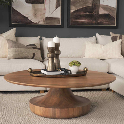 Arno Wooden Sculptural Round Coffee Table