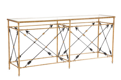 Chelsea House Arrow Gold Leaf On Iron Frame Console Table