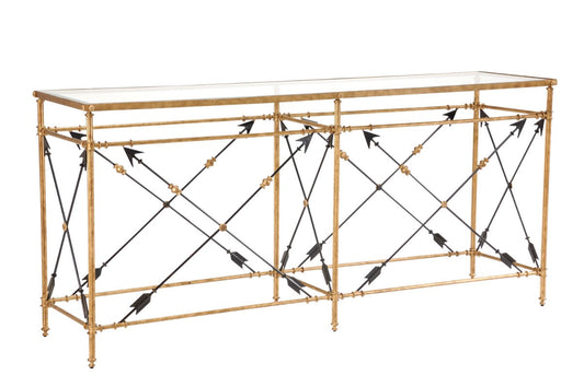 Chelsea House Arrow Gold Leaf On Iron Frame Console Table