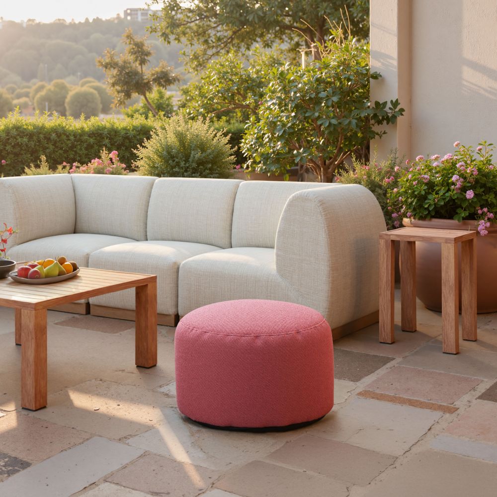 Zuo Modern Aruz Red Olefin Fabric Outdoor Ottoman