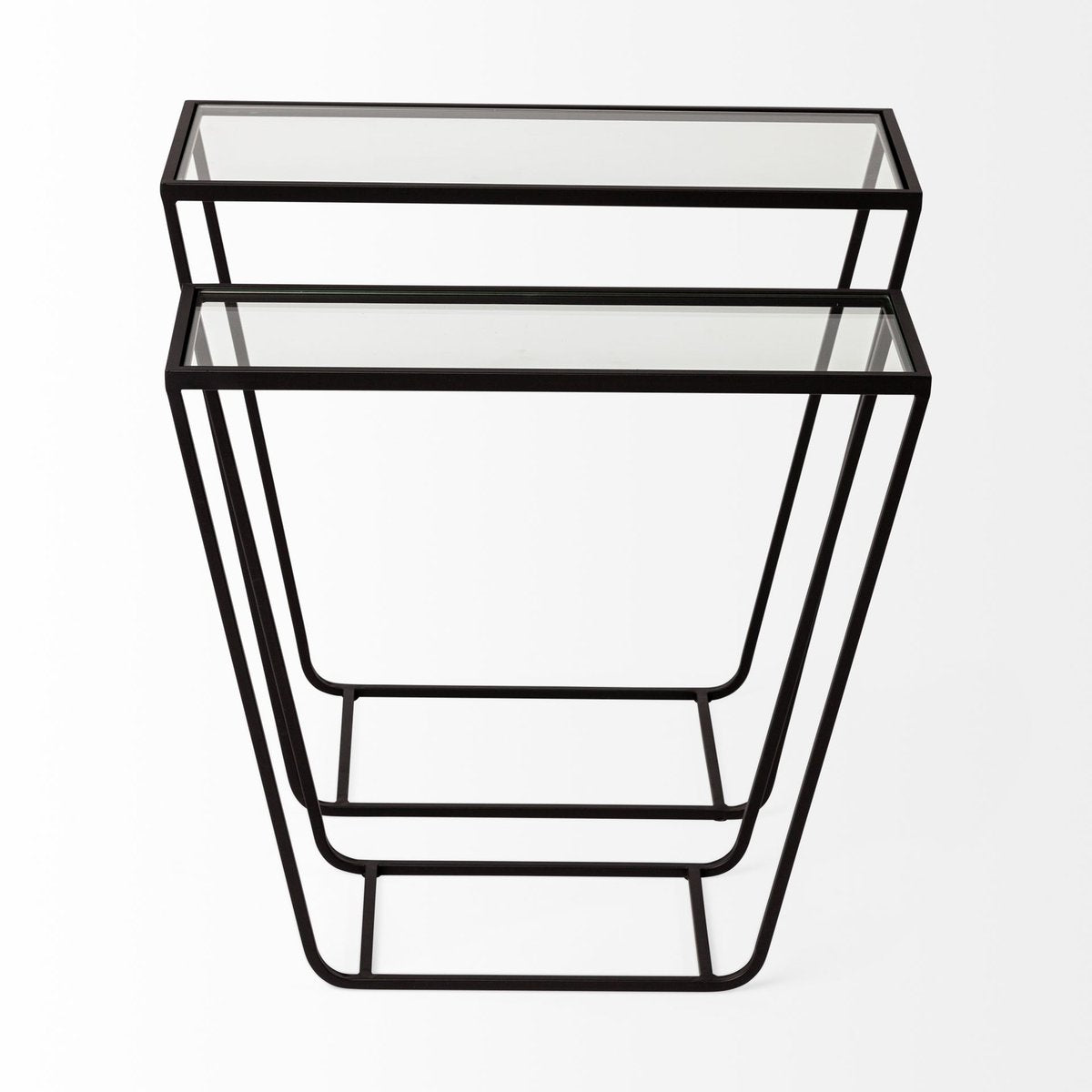 Mercana Arya Glass Top Rectangular Accent Table 2PC