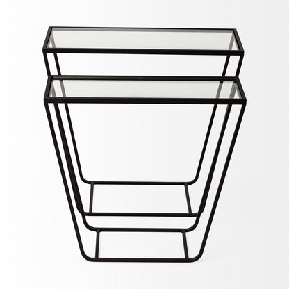 Mercana Arya Glass Top Rectangular Accent Table 2PC