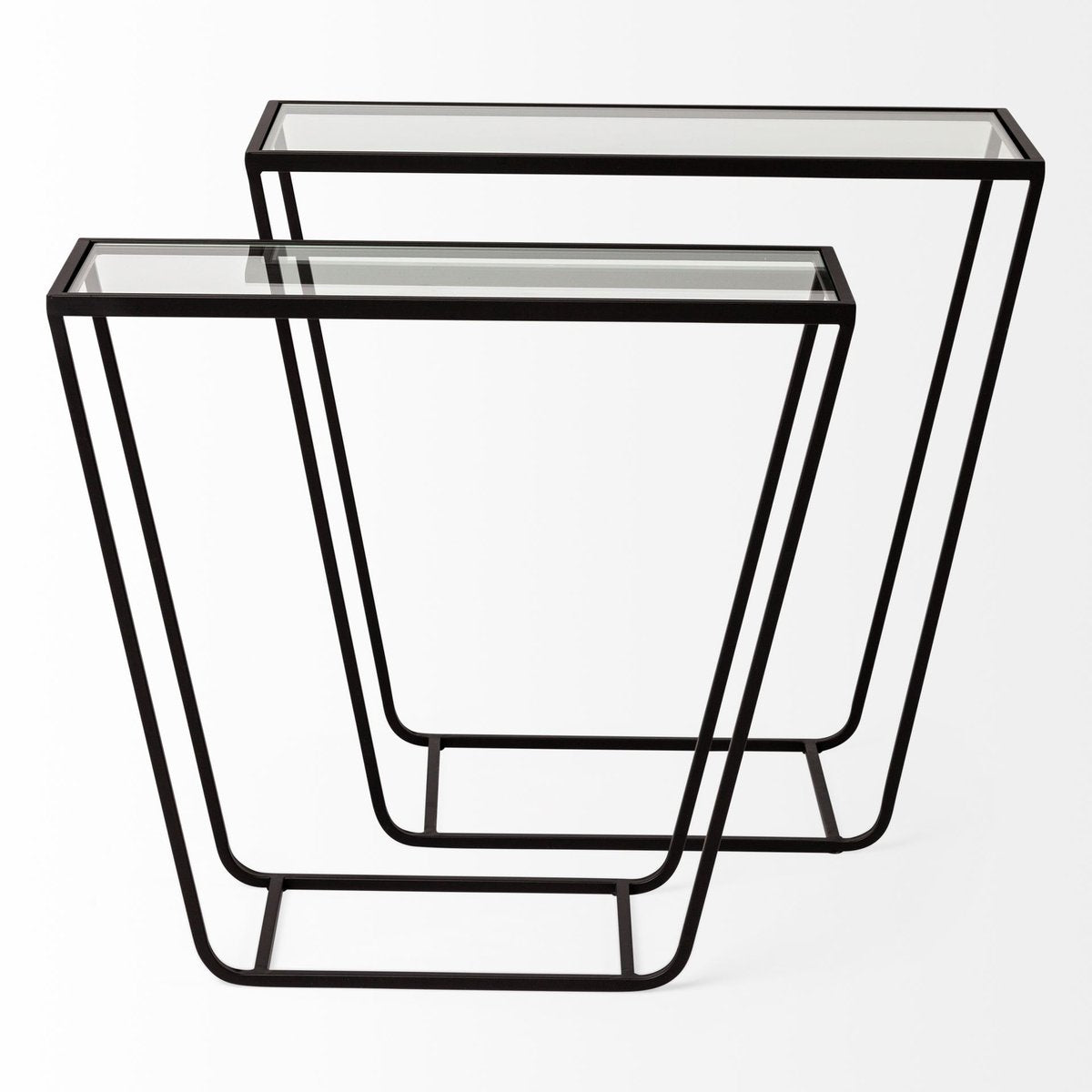 Mercana Arya Glass Top Rectangular Accent Table 2PC