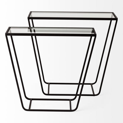 Mercana Arya Glass Top Rectangular Accent Table 2PC