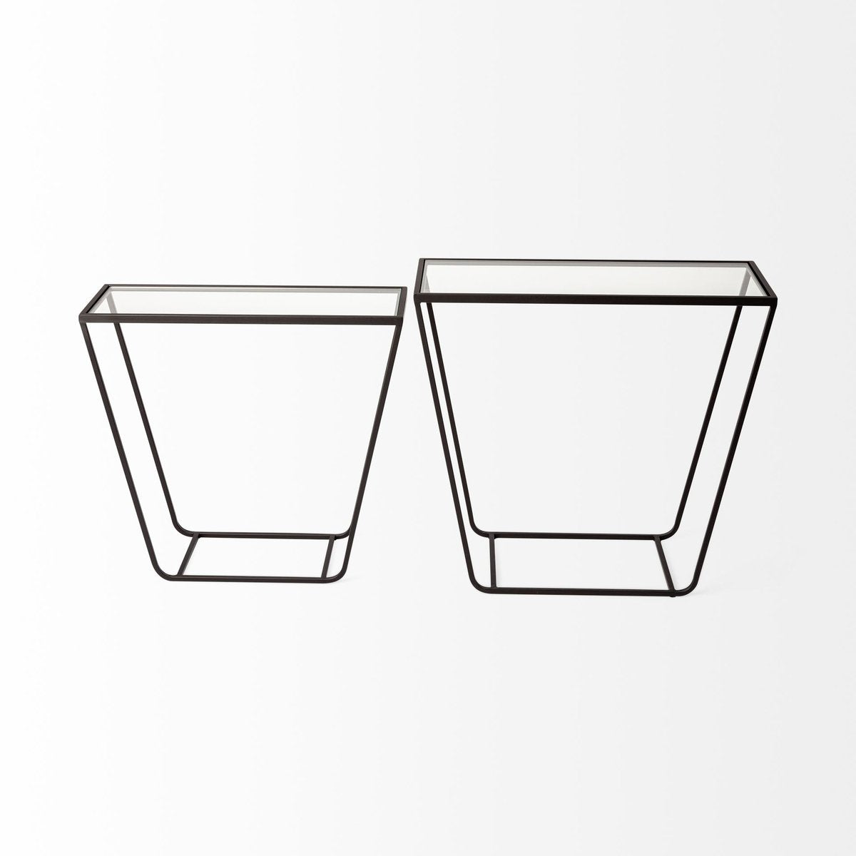Mercana Arya Glass Top Rectangular Accent Table 2PC