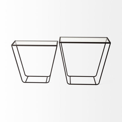 Mercana Arya Glass Top Rectangular Accent Table 2PC