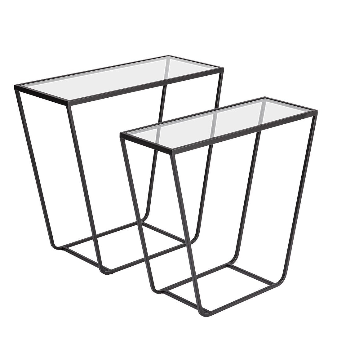 Mercana Arya Glass Top Rectangular Accent Table 2PC