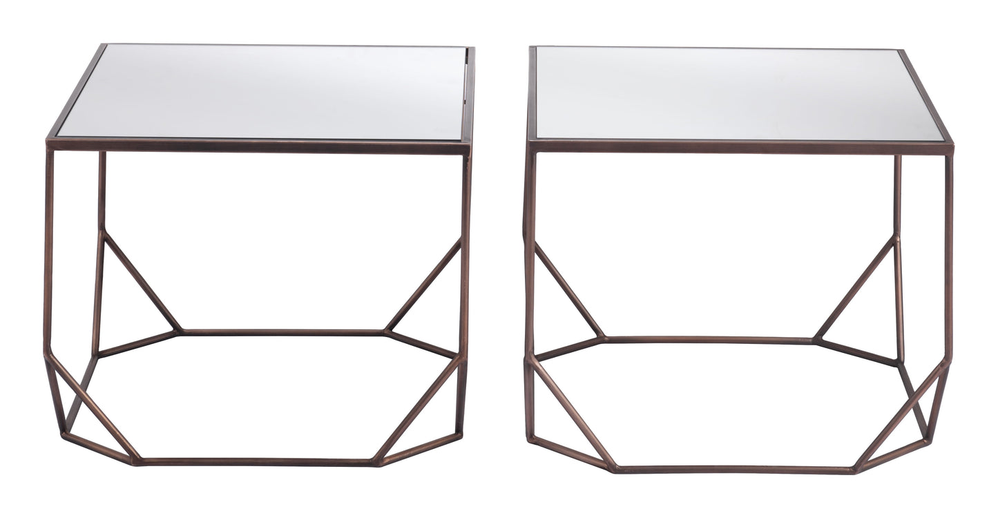 Arzon Coffee Table Set (2-Piece) Bronze-Coffee Tables-Zuo Modern-LOOMLAN