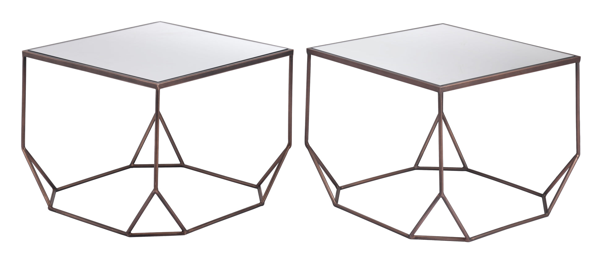 Arzon Coffee Table Set (2-Piece) Bronze-Coffee Tables-Zuo Modern-LOOMLAN