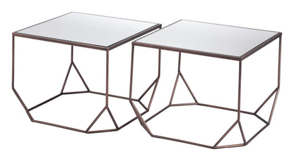 Arzon Coffee Table Set (2-Piece) Bronze-Coffee Tables-Zuo Modern-LOOMLAN