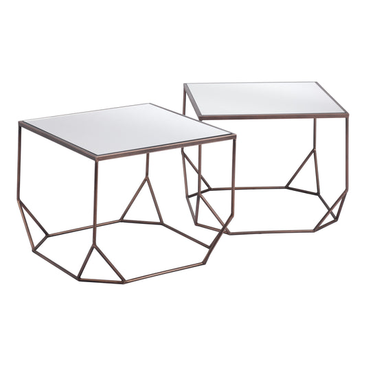 Arzon Coffee Table Set (2-Piece) Bronze-Coffee Tables-Zuo Modern-LOOMLAN