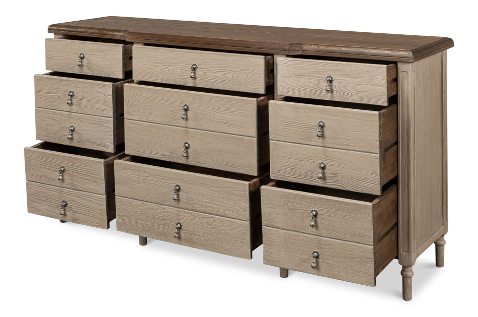 Asher 9 Drawer Sideboard Buffet for Dining Room-Sideboards-Sarreid-LOOMLAN