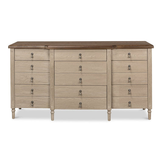 Asher 9 Drawer Sideboard Buffet for Dining Room-Sideboards-Sarreid-LOOMLAN