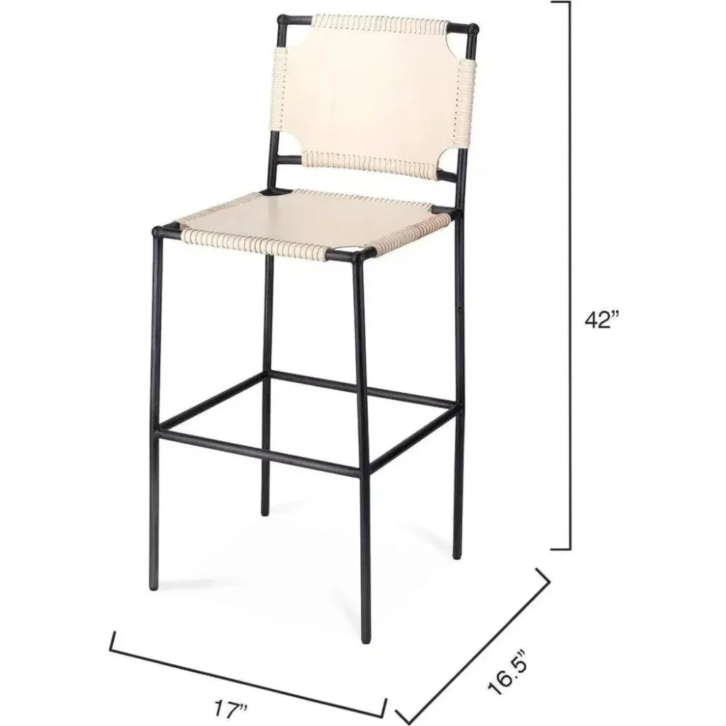 Asher Full Grain Leather Bar Stool