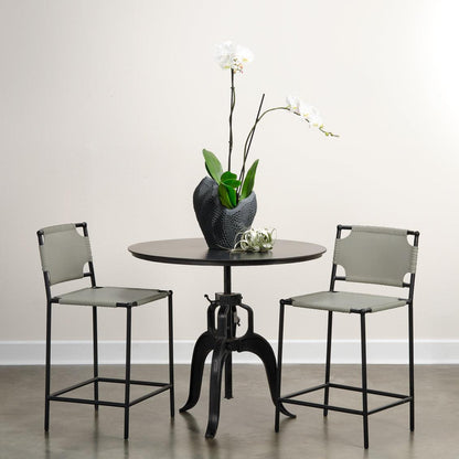 Asher Grey Full Grain Leather Counter Stool With Back Counter Stools Sideboards and Things By Jamie Young