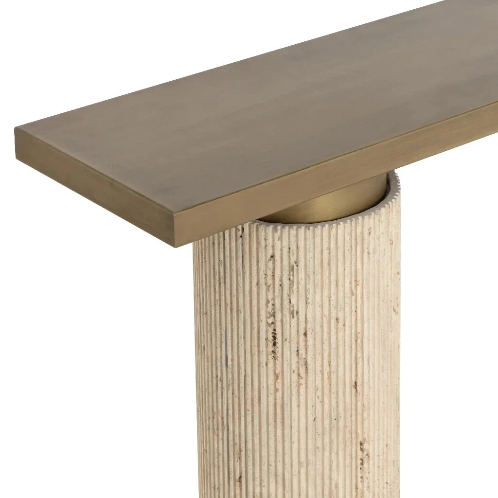 SUNPAN Ashva Travertine Based Sofa Table