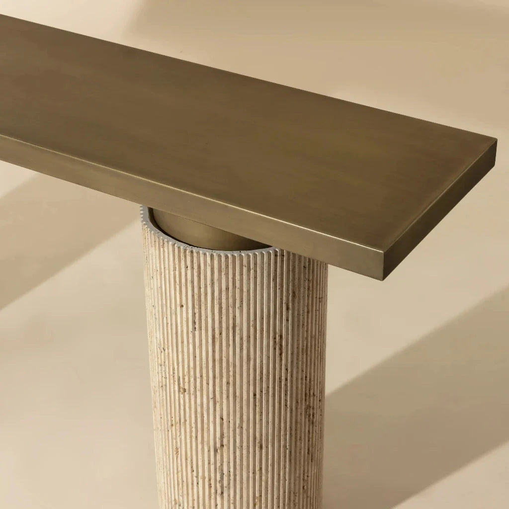 SUNPAN Ashva Travertine Based Sofa Table