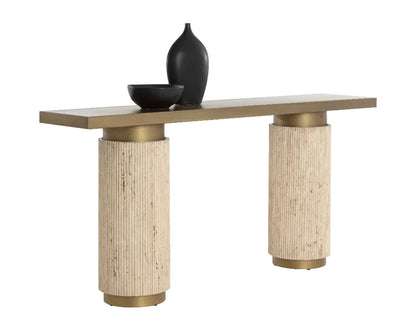 SUNPAN Ashva Travertine Based Sofa Table