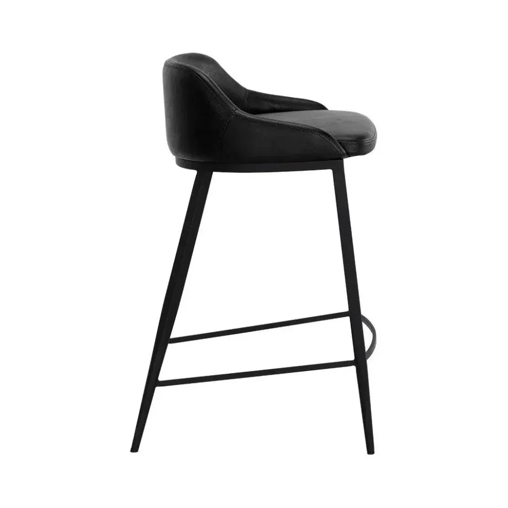 Astra Leather Low Back Counter Stool - LOOMLAN - SUNPAN - Counter Stools