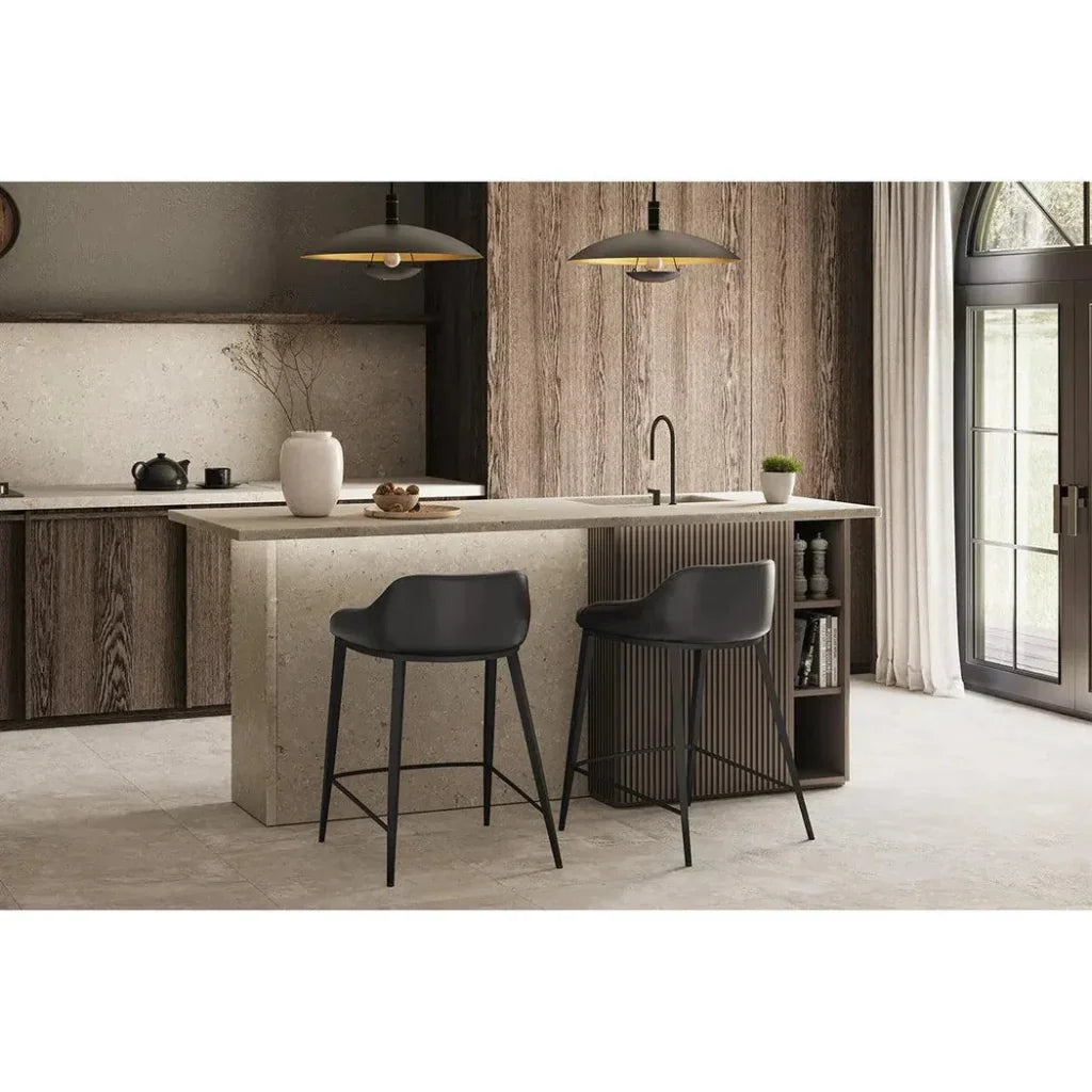 Astra Leather Low Back Counter Stool - LOOMLAN - SUNPAN - Counter Stools