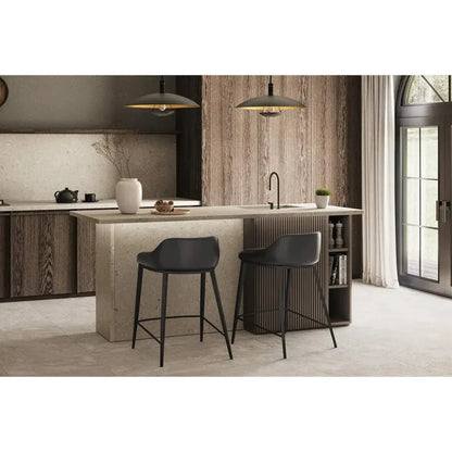 Astra Leather Low Back Counter Stool - LOOMLAN - SUNPAN - Counter Stools