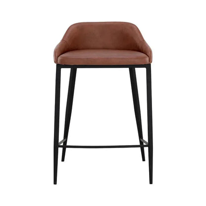 Astra Leather Low Back Counter Stool - LOOMLAN - SUNPAN - Counter Stools