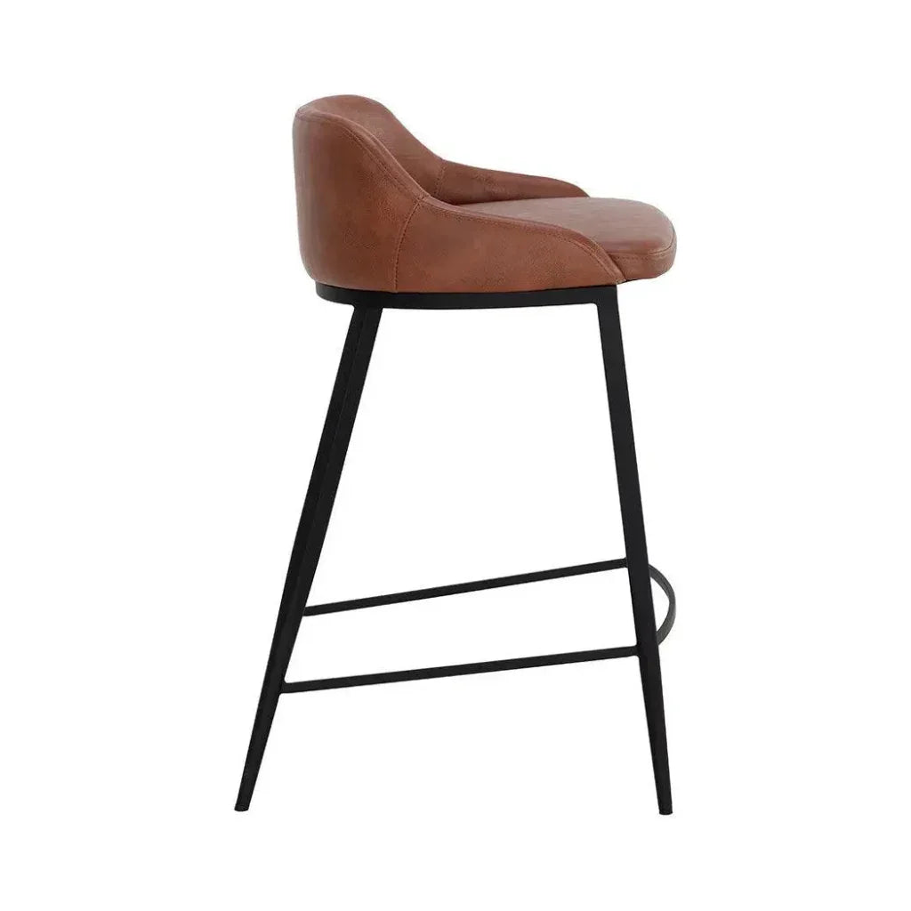 Astra Leather Low Back Counter Stool - LOOMLAN - SUNPAN - Counter Stools