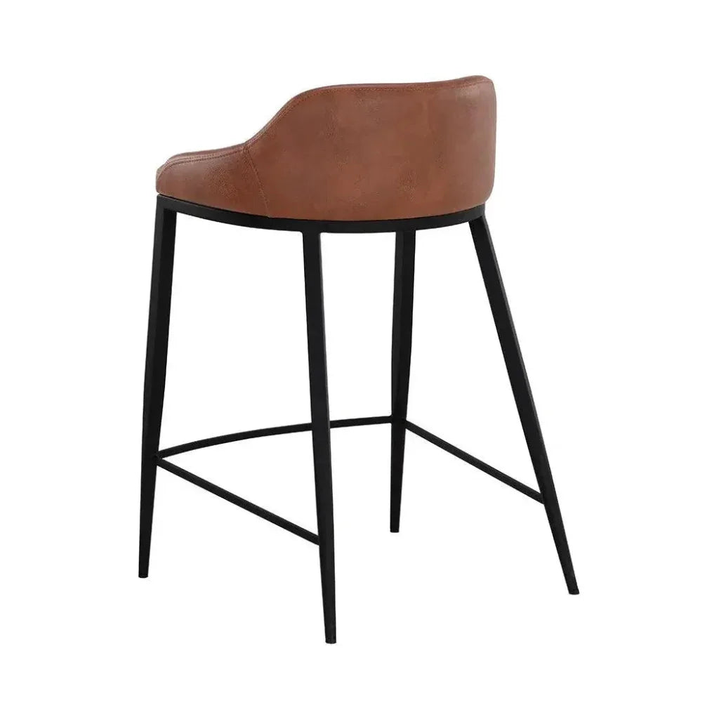 Astra Leather Low Back Counter Stool - LOOMLAN - SUNPAN - Counter Stools