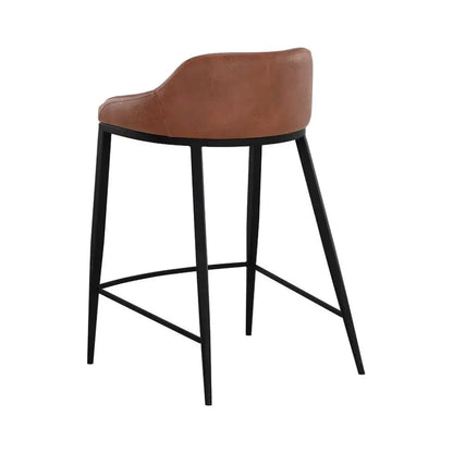 Astra Leather Low Back Counter Stool - LOOMLAN - SUNPAN - Counter Stools