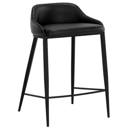 Astra Leather Low Back Counter Stool - LOOMLAN - SUNPAN - Counter Stools